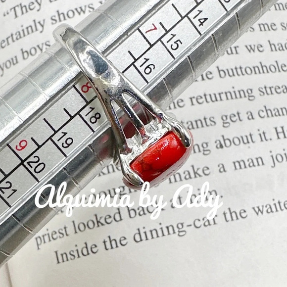 Red mountain turquoise cowgirl silver gem ring /fortune and success - Picture 3 of 6